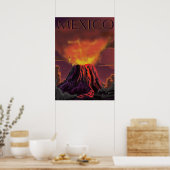 メキシコ 火山 旅行ポスター ポスター (キッチン)