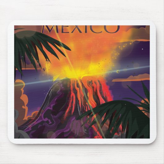 メキシコ 火山 旅行ポスター マウスパッド (正面)