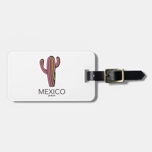 メキシコ「空路でお越しください」マグカップ ラゲッジタグ (正面横)