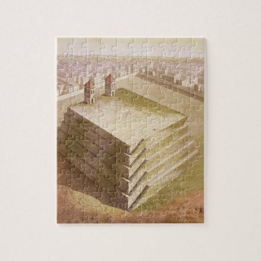 メキシコ(色の版木、銅版、版画)のTeocalli ジグソーパズル (縦)