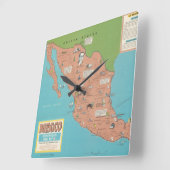 メキシコ-見出し焦点の掛け地図 スクエア壁時計 (傾斜)