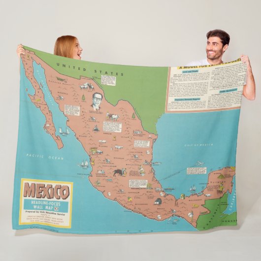 メキシコ-見出し焦点の掛け地図 フリースブランケット (インサイチュ)