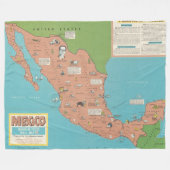 メキシコ-見出し焦点の掛け地図 フリースブランケット (正面(横))