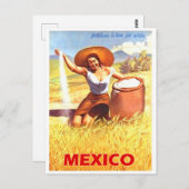 メキシコ、農場のメキシコ人女性、ヴィンテージ旅行 ポストカード (正面/裏面)