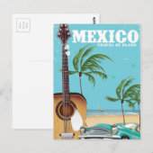 メキシコ - 飛行機で行く旅行ポスター ポストカード (正面/裏面)