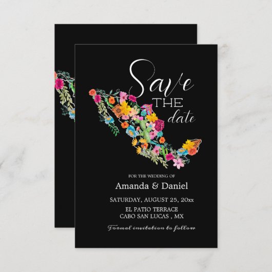 メキシコ Save the Date ウェディング フラワー 招待状 (正面/裏面)