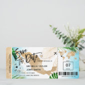 メキシコ Save the Date 搭乗券 世界地図 招待状 (スタンド正面)