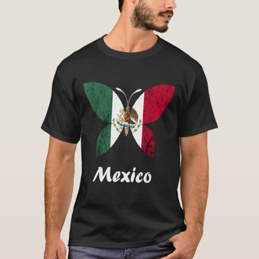 メキシコCinco De Mayoメキシコ国旗Butfly Mexica Tシャツ (正面)