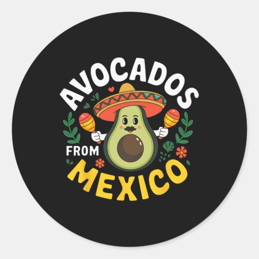 メキシコCinco De Mayo Mexican Fiestaのアボカドス ラウンドシール (正面)