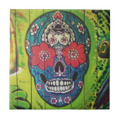 メキシコDAY of the DEAD graffitiスカルアート タイル (正面)
