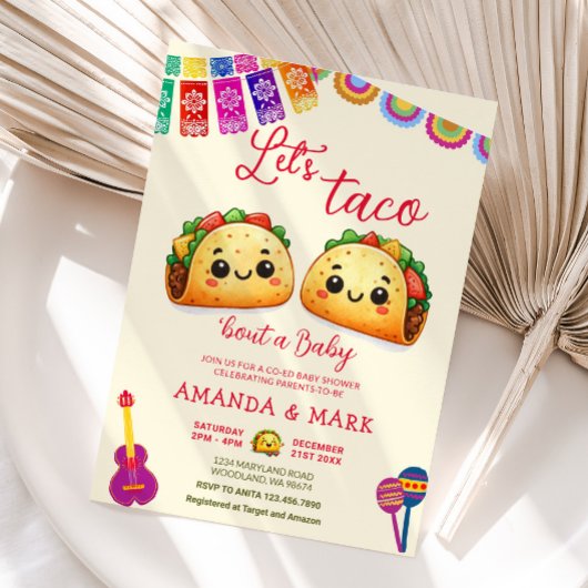 メキシコLet's Taco Bour aベビーFiesta Baby Shower 招待状