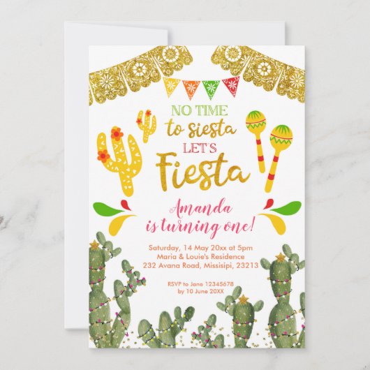 メキシコNo Time to Siesta大人誕生日 招待状 (正面)