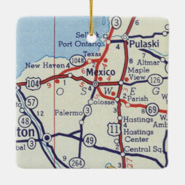 メキシコNYヴィンテージの地図 セラミックオーナメント