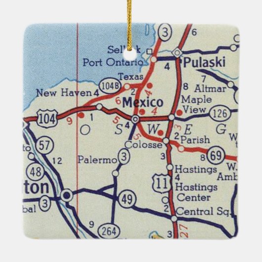 メキシコNYヴィンテージの地図 セラミックオーナメント (裏面)