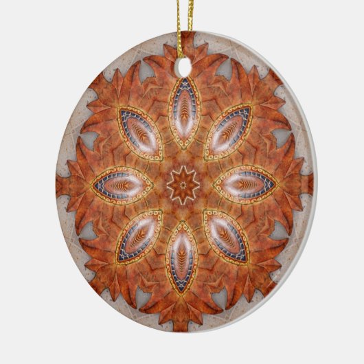 メキシコSOLの万華鏡のように千変万化するパターンの円形浮彫り セラミックオーナメント (左)