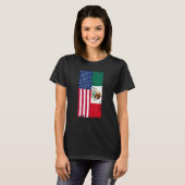メキシコUSA国旗ハーフアメリカン半メキシコ愛国者 Tシャツ (正面フル)