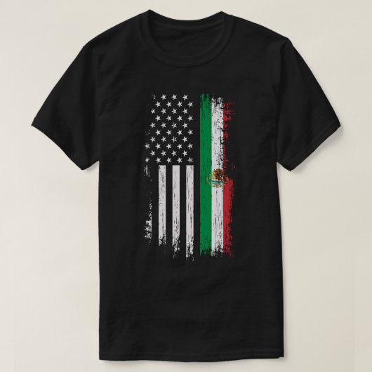 メキシコUSA成長ルーツ米国国旗のプルロ Tシャツ (デザイン正面)