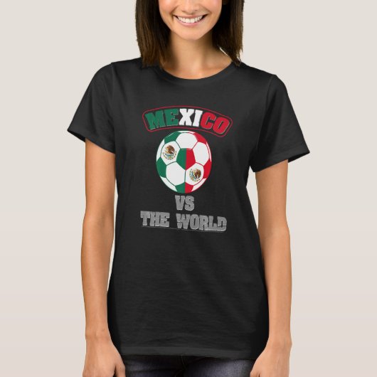 メキシコvs世界メキシコ国旗Futbolファンサッカー Tシャツ (正面)