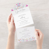 メキシシンプルコの結婚ボホの花 オールインワン招待状 (貼ってはがせる)