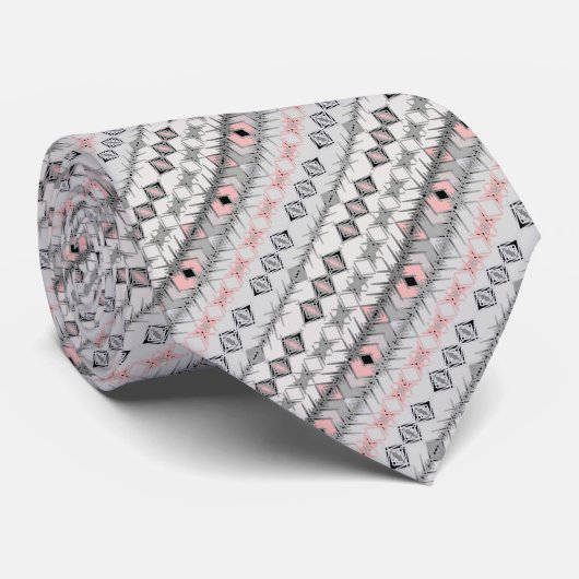 メキシストライプのコの民族灰色のピンクスタイリッシュ色 ネクタイ (ロール)