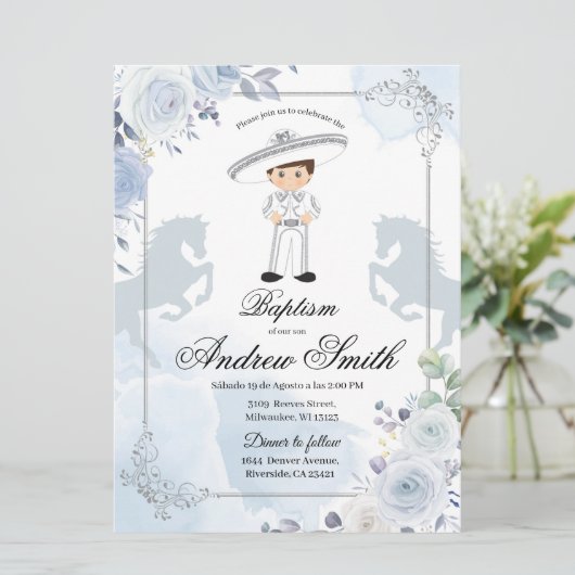 メキシスペインのコシルバーチャロバプテスマ招待状 招待状 (スタンド正面)