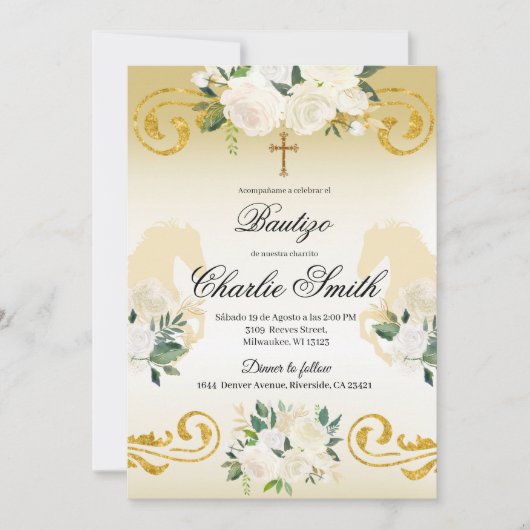 メキシスペインのコボーチゾ金ゴールド招待状 招待状 (正面)