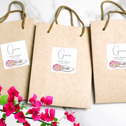 メキシスペインのコ結婚式の引き出物ハシエンダグラシアス スクエアシール