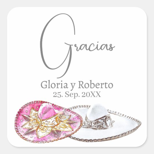 メキシスペインのコ結婚式の引き出物ハシエンダグラシアス スクエアシール (正面)