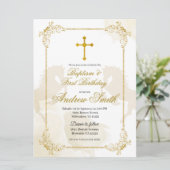 メキシスペインのコ金ゴールドクロスバプテスマ&誕生日 招待状 (スタンド正面)