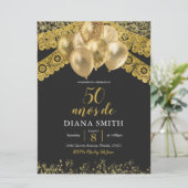 メキシスペインのコ・ブラック&金ゴールド誕生日パーティー 招待状 (スタンド正面)