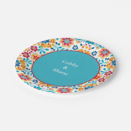 メキシパーソナライズされたコのカップルのシャワー ペーパープレート (アングル)