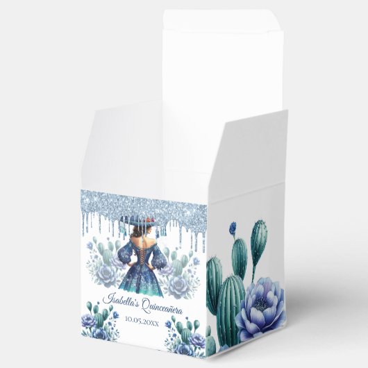 メキシパーソナライズされたコスタイルキンセアニラ王室のブルー フェイバーボックス (オープン)