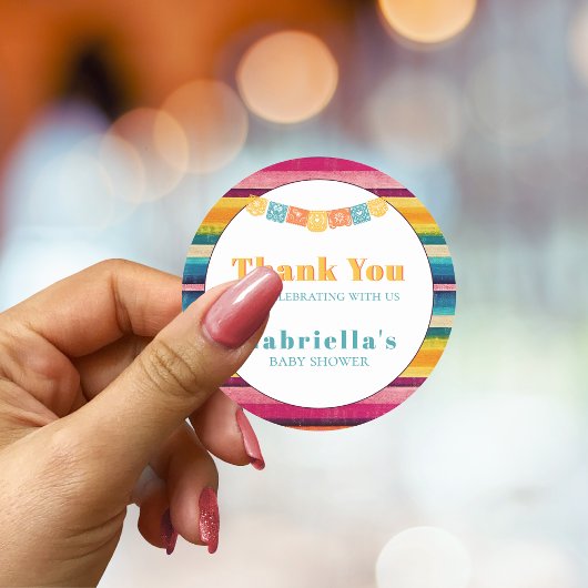 メキシパーソナライズされたコフィエスタストライプのの赤ちゃん ラウンドシール