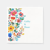 メキシパーソナライズされたコフローラカップルのシャワー スタンダードカクテルナプキン (正面)