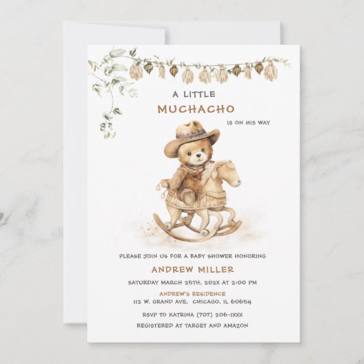メキシパーソナライズされたコ少年シャワー 招待状 (正面)