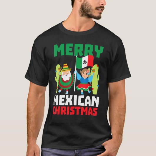 メキシメリーコクリスメおもしろいキシコ・クリスマス Tシャツ (正面)