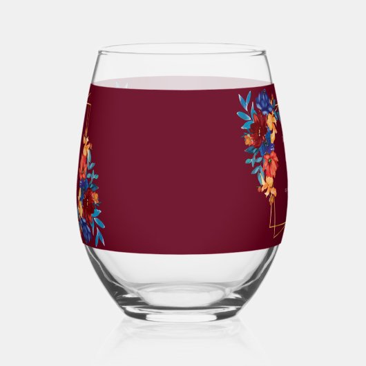 メキシモダンコのフェスタ結婚の花のブルゴーニュ ステムなしワイングラス (右)