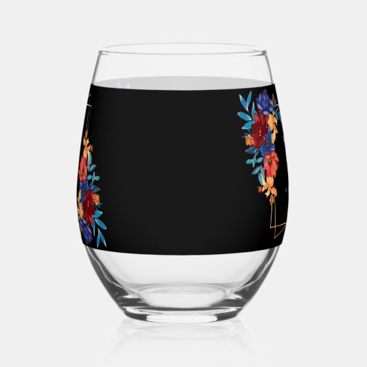 メキシモダンコのフェスタ結婚フラワーの黒 ステムなしワイングラス (左)
