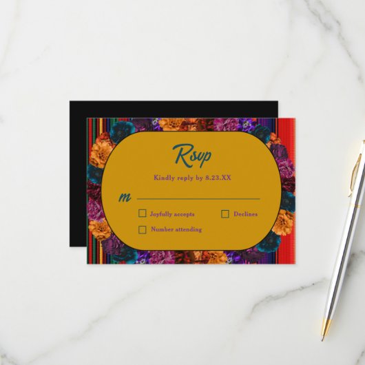 メキシモダンコの花結婚は黄色 出欠カード (正面/裏面インサイチュ)