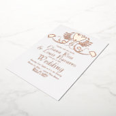 メキシモダンコフォークフローラ結婚ハート圧縮 箔招待状 (回転した状態)