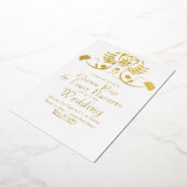 メキシモダンコフォーク花模様結婚ズ・プレス   箔招待状 (回転した状態)