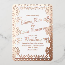 メキシモダンコ・パペル・ピカド・金ゴールド結婚ズ・プレス 箔招待状