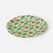 メキシ予測できなコのサボテンとソンブレロ模様 ペーパープレート (アングル)