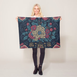 メキシ伝統的コ刺繍模様 フリースブランケット