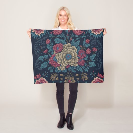 メキシ伝統的コ刺繍模様 フリースブランケット (インサイチュ)