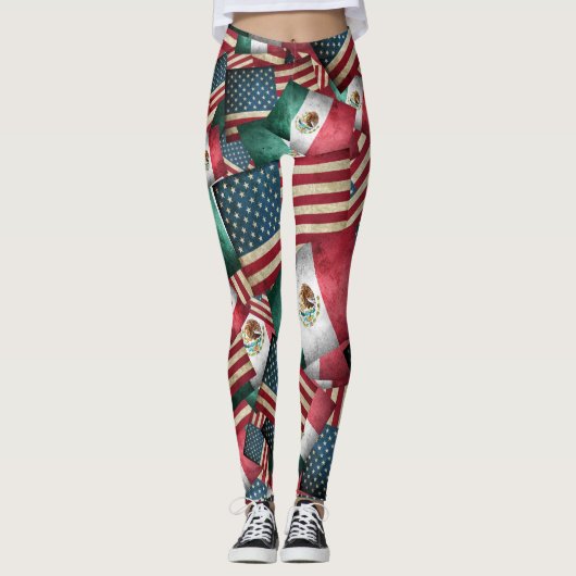 メキシ動揺してコ/アメリカ国旗 – 米国およびメキシコ レギンス (正面)
