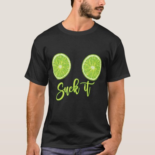 メキシ吸コの緑のライムスライスのレモンラブ2 Tシャツ (正面)