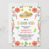 メキシ数々のコ色のフローラスレエスタの三番目の誕生日 招待状 (正面)