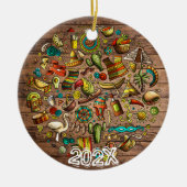 メキシ祝コ名前をカスタムするメッセージ年 セラミックオーナメント (正面)