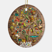 メキシ祝コ名前をカスタムするメッセージ年 セラミックオーナメント (左)